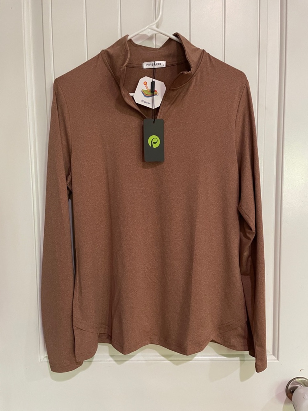Pinspark size large light brown long sleeve 1/4 zip NWT